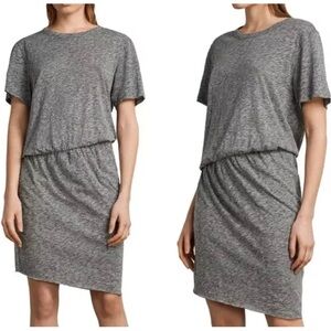 All Saints Nandi Flame Pullover Gray Tshirt Dress Cotton Viscose Blend Size L